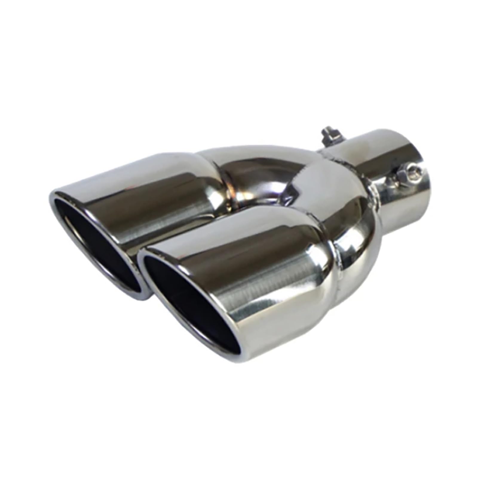 Auto Auspuff Endrohr Auto-Auspuffspitze Einlass 63mm Auspuffrohr Schwanz Hals 76 Schräg Dual Outlet Auspuffanlagen Düse Schalldämpfer Auspuff Endrohr(Silver straight) von LIANGBAOS