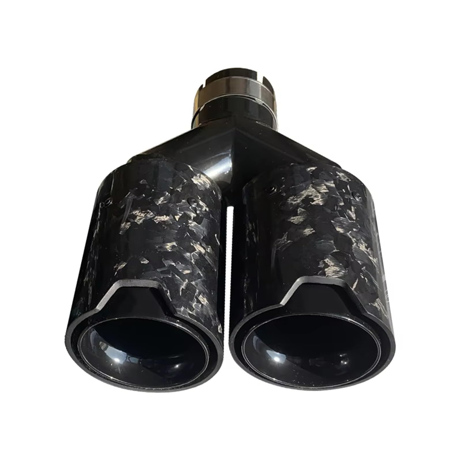 Auto Auspuff Endrohr Doppelauspuffblende, Quad-Schalldämpferblende, Glänzend Schwarz, Satin-Kohlefaser, Schwarzes Auspuffendrohr, Auspuffblende Auspuff Endrohr(Equal in63mm) von LIANGBAOS