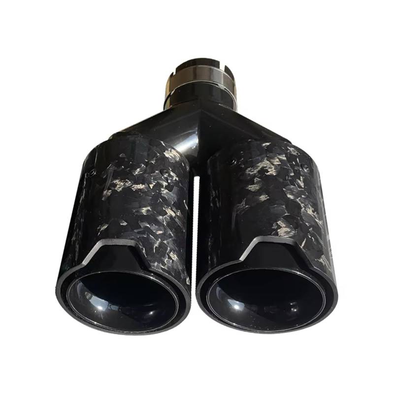 Auto Auspuff Endrohr Doppelauspuffblende, Quad-Schalldämpferblende, Glänzend Schwarz, Satin-Kohlefaser, Schwarzes Auspuffendrohr, Auspuffblende Auspuff Endrohr(Equal in63mm) von LIANGBAOS