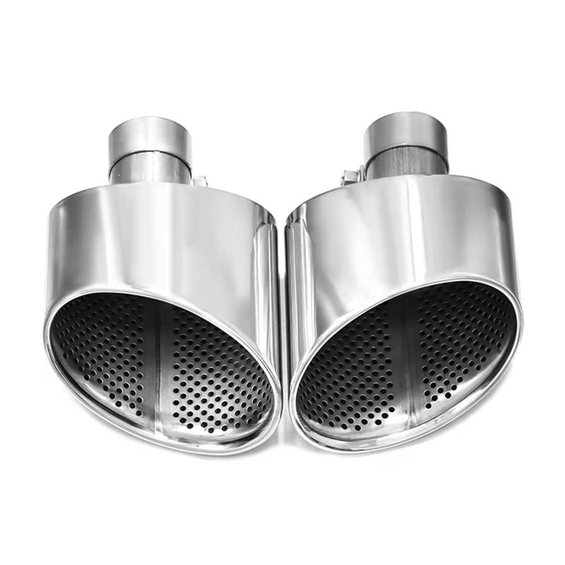 Auto Auspuff Endrohr Für A3 A4 A5 A6 A7 Upgrade Auf RS3 RS4 RS5 RS6 RS7 Look Endrohrdüse Auspuffanlage Schalldämpferspitze Ovale Auspuffspitze Auspuff Endrohr(Silber) von LIANGBAOS
