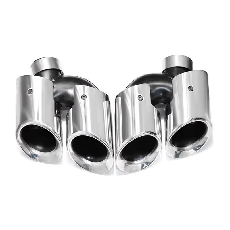 Auto Auspuff Endrohr Für Macan 2.0t 2014-2018 Quad Schalldämpfer Spitze Auspuff System Düse Endrohr 2 Teile/los Auto Auspuff Spitze Auspuff Endrohr(Silver B) von LIANGBAOS