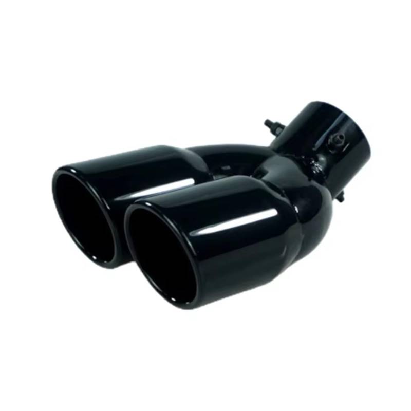 Auto Auspuff Endrohr Universal 63mm Auto Einlass Doppel-Barrel Hinten Auspuff Spitze Endrohr Schalldämpfer Schwarz Titan Outlet Edelstahl Auspuff Endrohr(Black W) von LIANGBAOS