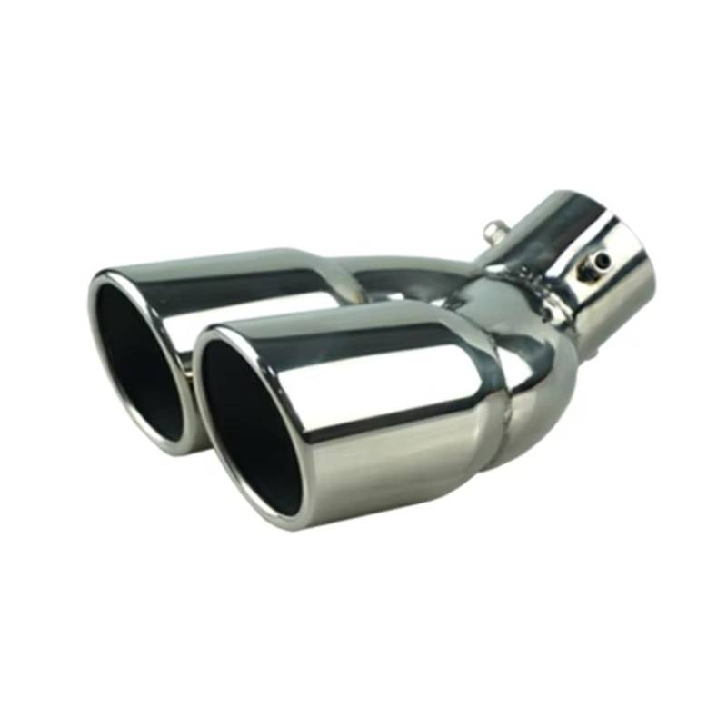 Auto Auspuff Endrohr Universal 63mm Auto Einlass Doppel-Barrel Hinten Auspuff Spitze Endrohr Schalldämpfer Schwarz Titan Outlet Edelstahl Auspuff Endrohr(Silver W) von LIANGBAOS
