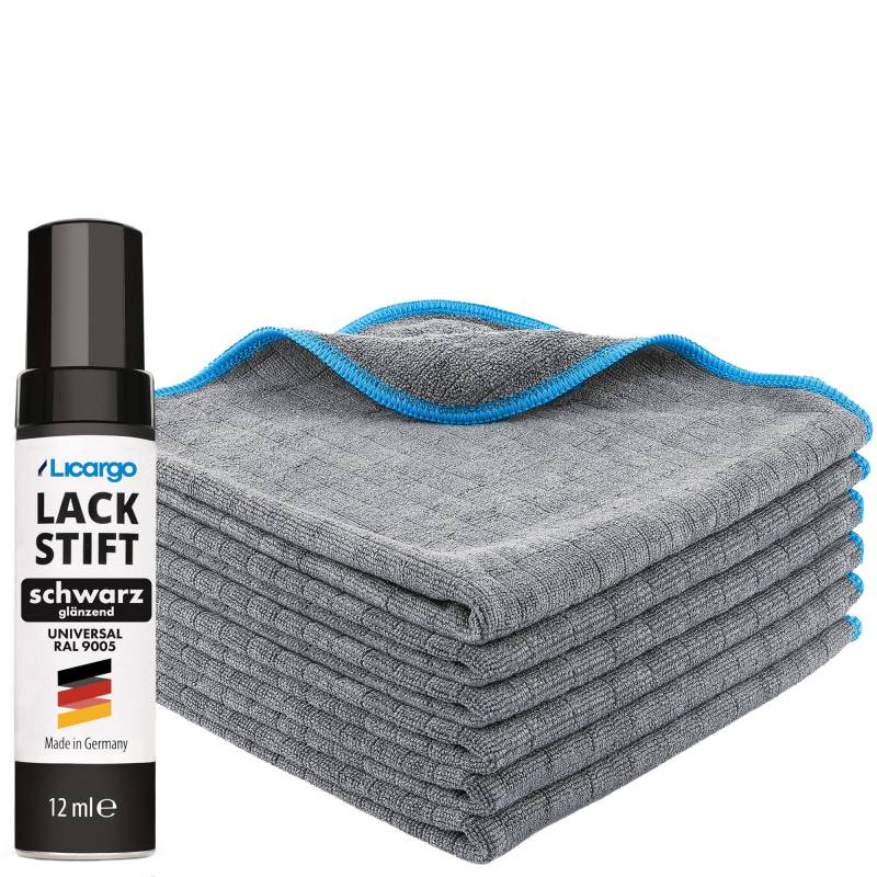 LICARGO Lackstift Mikrofasertuch Set - 1x Lackstift Schwarz Glänzend 12ml – 6X lackschonende Mikrofasertücher 380 GSM - Perfekte Deckkraft und schnelle Trocknung – mit Präzisionspinsel LICARGO Lackstift Mikrofasertuch Set - 1x Lackstift Schwarz Glänzend 12ml – 6X lackschonende Mikrofasertücher 380 GSM - Perfekte Deckkraft und schnelle Trocknung – mit Präzisionspinsel von LICARGO