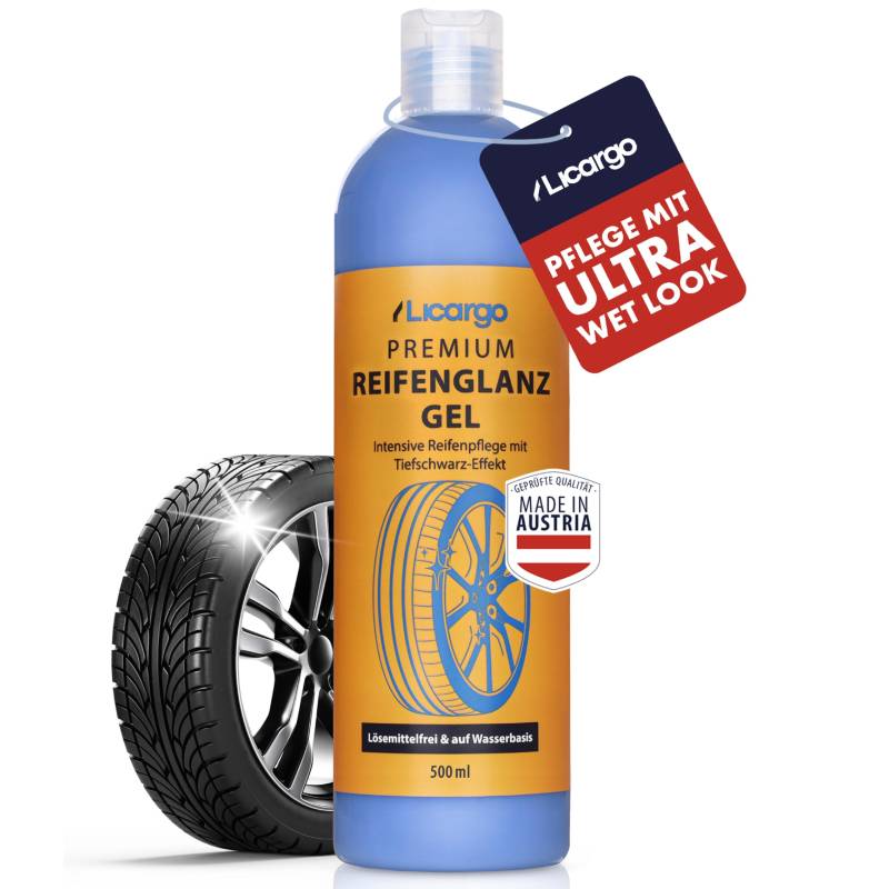 LICARGO Premium Reifenglanz Gel (500ml) - Tiefschwarze Reifen Dank Intensiver Reifenpflege - Reifen Glanz schützt Gummi & Reifen - lösemittelfreies Reifenglanzspray auf Wasserbasis von LICARGO