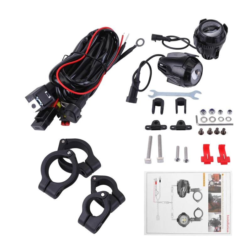 LICHENGTAI 2 Stück Motorrad Nebelscheinwerfer für BMW R1300GS R1250GS, 30W 1100LM LED-Nebelscheinwerfer +Schutzgitter Kabelbaum, Zusatzscheinwerfer Motorrad von LICHENGTAI