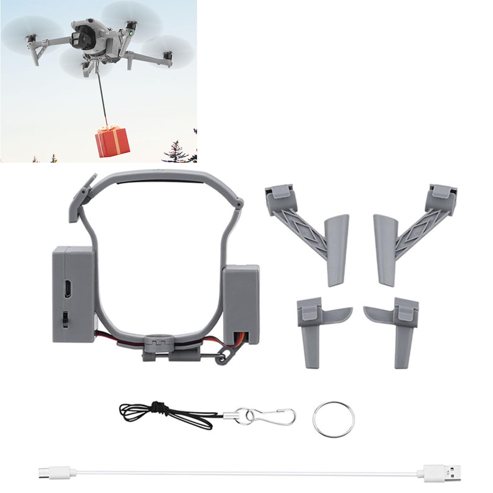 LICHIFIT Drohne Airdrop System + Fahrwerke für DJI Air 3 - Kompatibles Modell, Umfangreiche Anwendung, Leicht und sicher, Einfach zu bedienen, Schnelles Aufladen und große Kapazität von LICHIFIT
