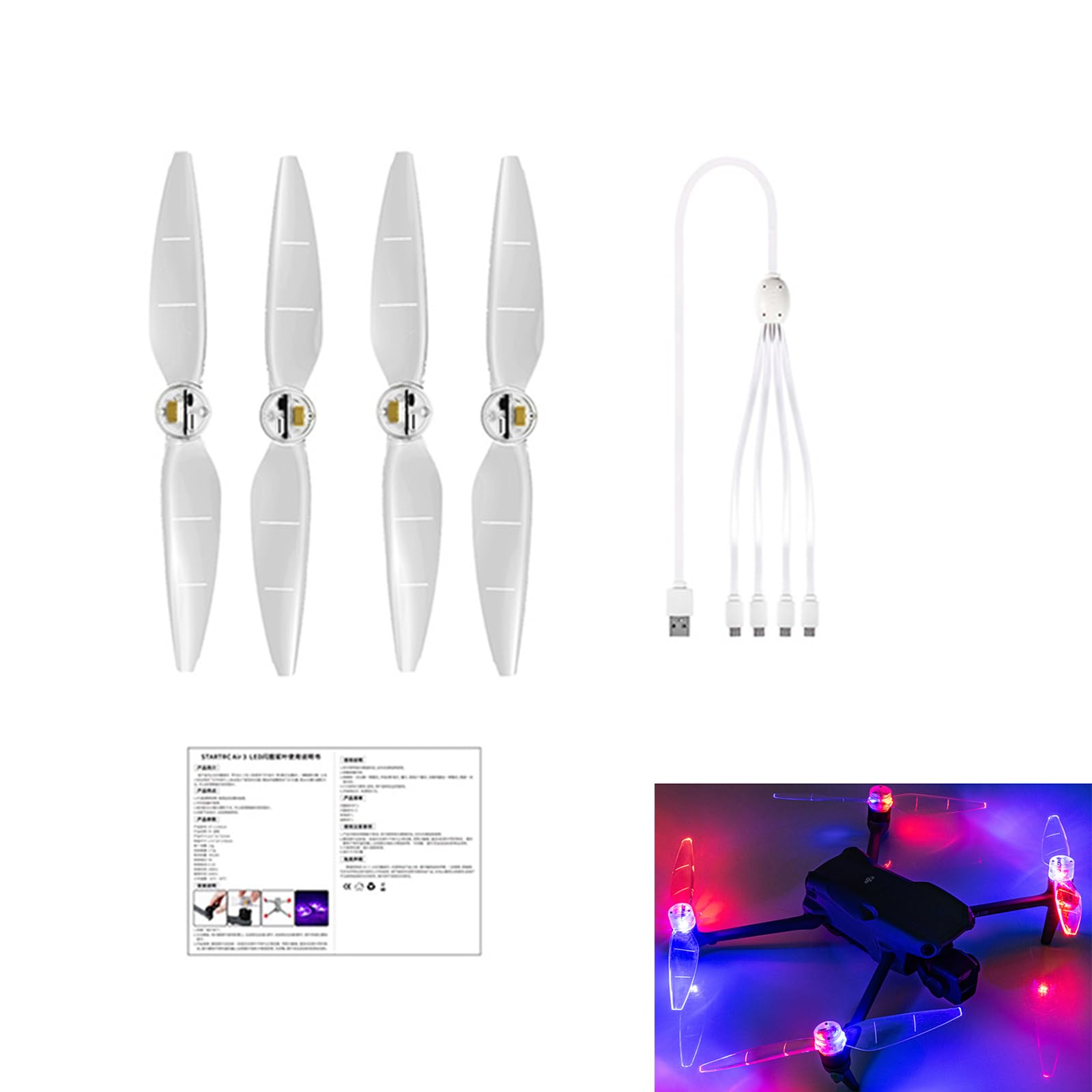 LICHIFIT LED-Leuchten Propeller für DJI AIR 3 Drohne Nachtflug Flash Paddle Blade Low Noise Prop Zubehör von LICHIFIT