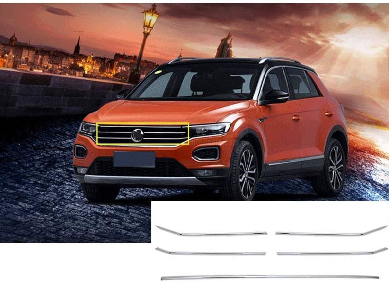 ABS Chrome Radiator Grille Trim for Volkswagen VW T-ROC 2017 2018 2019 2020, Car Grille Accessories von LICHOO