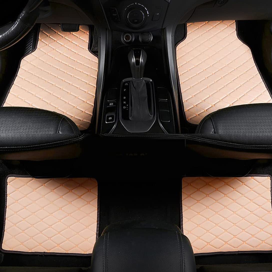 Auto Leder Fußmatten für Jaguar X-Type S-Type LHD, Allwetter Wasserdicht rutschfeste Automatten, Benutzerdefinierte Bodenmatten Autoteppiche Schützen Zubehör,A Beige von LICOME