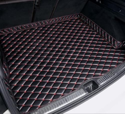 Auto Leder Kofferraummatten für Ford S-MAX 2015-2024, Custom Kofferraumwanne Wasserdicht Kratzfest Cargo Teppich rutschfest Kofferraum Schutzmatten Zubehör,D Black+Red von LICOME