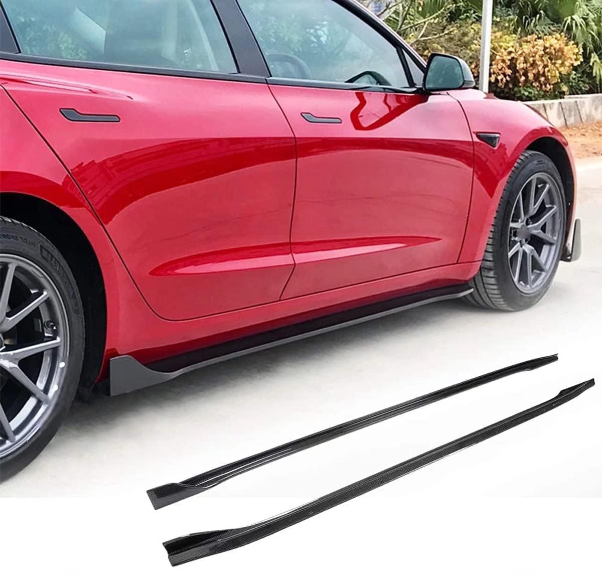 Auto Seitenschweller für Tesla Model 3 Sedan 2016-2020, Seitenschürze Seitenrock Splitter, Antikollisions Splitter Flügeldiffusor Seitenstufen Dekorative Accessoires von LICOME
