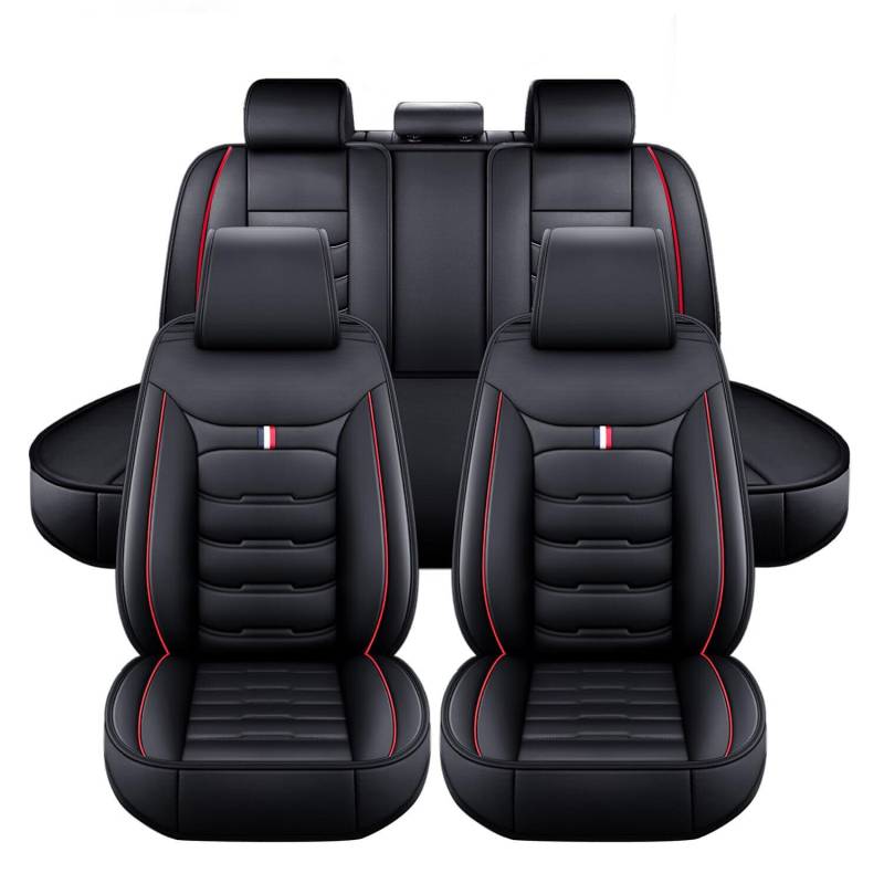 LICOME Autositzbezüge für BMW Serie 2 Series 2er F44 2er Gran Coupe 2020-2024, 5 Sitzer Auto-Sitzbezug Komplettset, Leder Vorne Hinten Autositz Schonbezug Sets Atmungsaktiv Sitzbezug,B Black red von LICOME