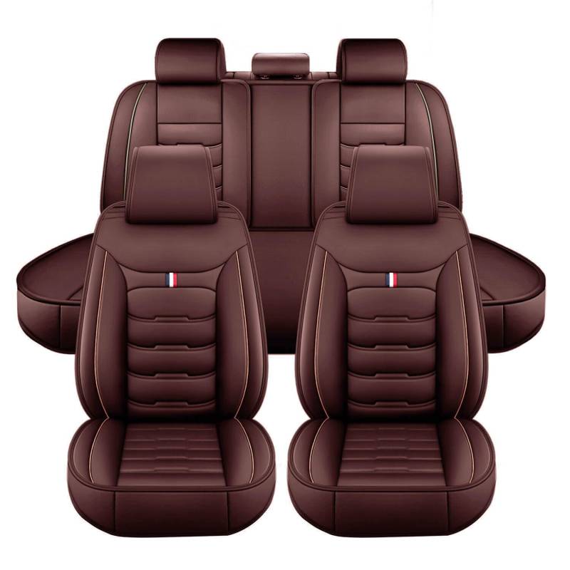 LICOME Autositzbezüge für Dacia Solenza/Spring Electric/Spring Electric 2000-2023, 5 Sitzer Auto-Sitzbezug Komplettset, Leder Vorne Hinten Autositz Schonbezug Sets Atmungsaktiv Sitzbezug,E Coffee von LICOME