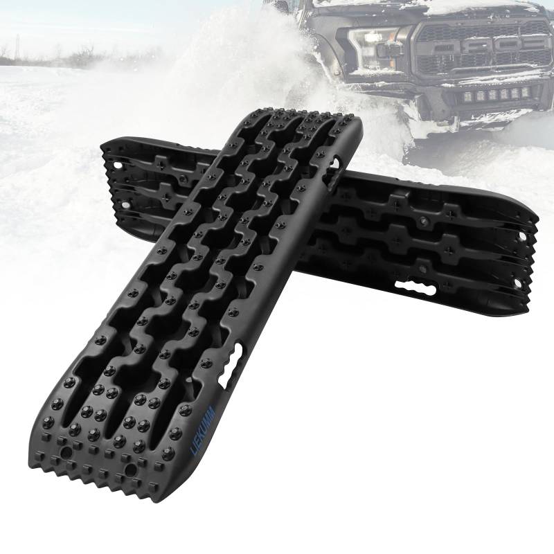 LIEKUMM 2 Stücke Sandbleche Offroad, 10 t Tragkraft Sandbleche Wohnmobil, Kunststoff Sandblech für Geländewagen PKW LKW, Sandboard für Sand Schlamm Schne von LIEKUMM