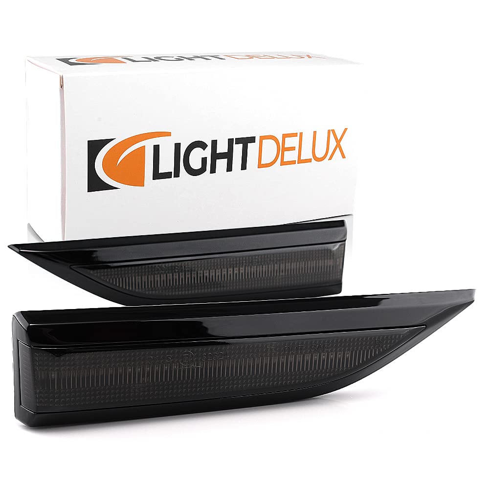 LIGHTDELUX Ersatz für 2 X LED Blinker Seitenblinker Blinkleuchte Kotflügel-Blinker Black Vision mit E-Prüfzeichen VW Caddy 2015-2019 V-170622 von LIGHTDELUX