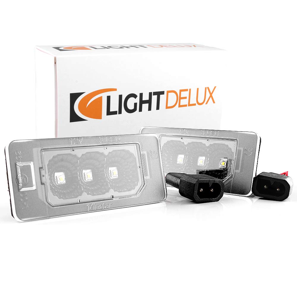 LIGHTDELUX Ersatz für LED Kennzeichenbeleuchtung Nummernschildbeleuchtung ohne Fehlermeldung mit E-Prüfzeichen V-030126 von LIGHTDELUX