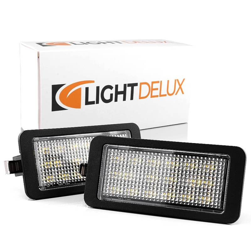 LIGHTDELUX Ersatz für LED Kennzeichenbeleuchtung Nummernschildbeleuchtung ohne Fehlermeldung mit E-Prüfzeichen kompatibel mit Seat Ibiza 6J 5-türer 2008-2012 V-032602 von LIGHTDELUX