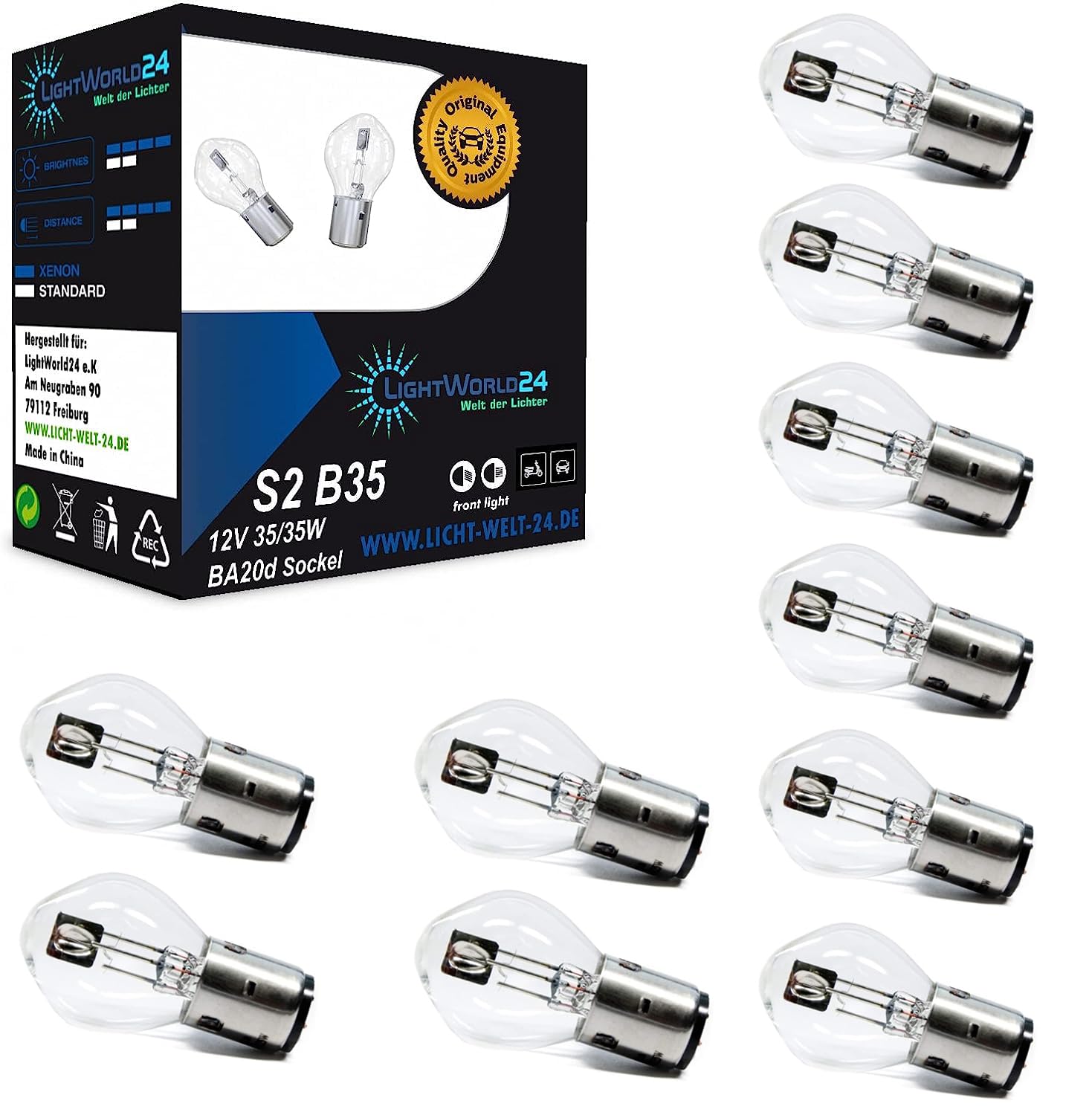 LIGHTWORLD24 10 Stück BA20d S2 35/35W 12V Motorrad Halogenscheinwerfer Superhelle Fernlicht Abblendlicht Roller Moped Motoroller Scooter Bilux Lampe Glühbirnen LIGHTWORLD24 10 Stück BA20d S2 35/35W 12V Motorrad Halogenscheinwerfer Superhelle Fernlicht Abblendlicht Roller Moped Motoroller Scooter Bilux Lampe Glühbirnen von LIGHTWORLD24 Welt der Lichter