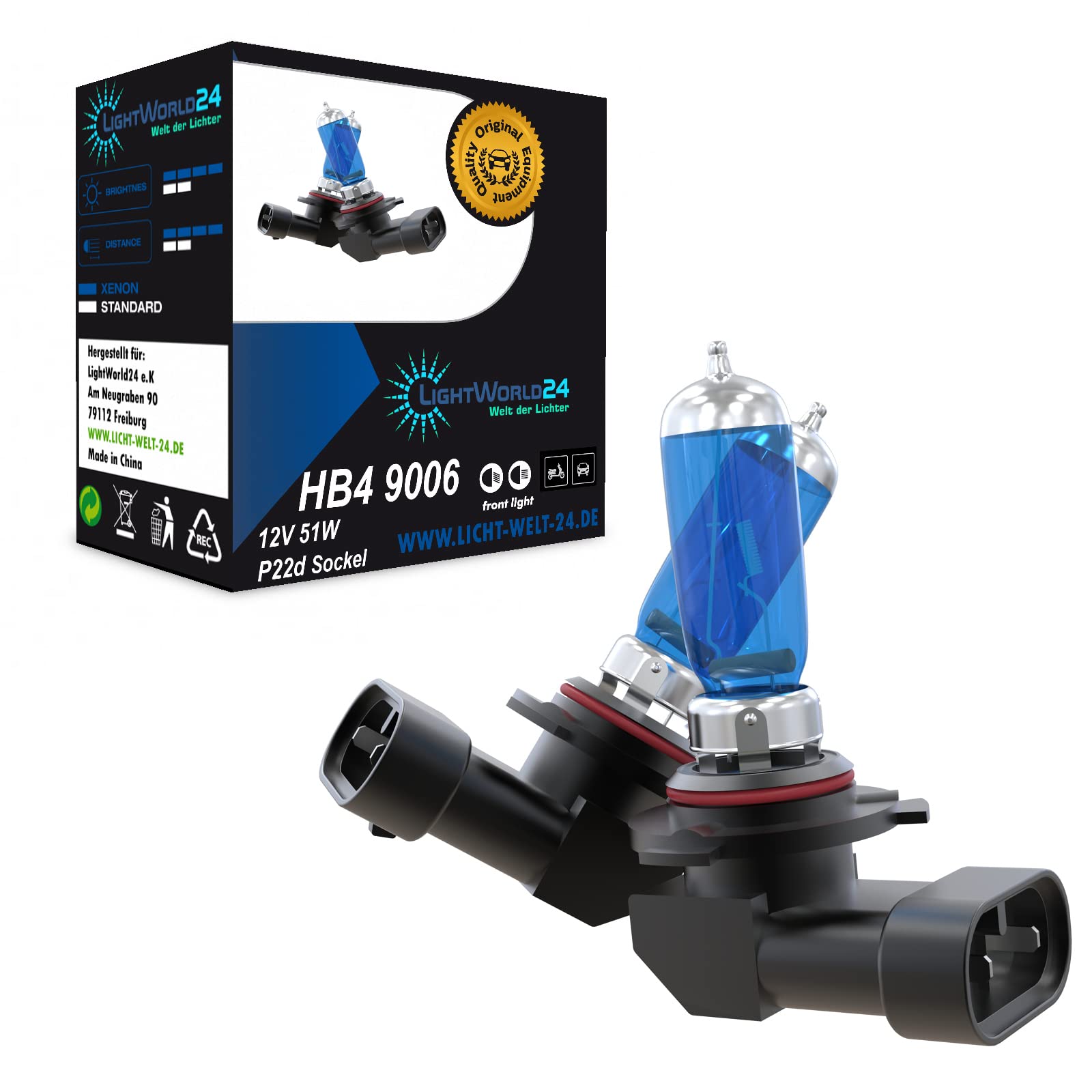 LIGHTWORLD24 HB4 9006 12V 51W Xenon Look Effekt Halogen Auto Lampen Birnen Licht Optik Super White 6000K Abblendlicht Nebellicht Nebelscheinwerfer Kaltweiss Weißes Licht Weiß 2er SET P22D LIGHTWORLD24 HB4 9006 12V 51W Xenon Look Effekt Halogen Auto Lampen Birnen Licht Optik Super White 6000K Abblendlicht Nebellicht Nebelscheinwerfer Kaltweiss Weißes Licht Weiß 2er SET P22D von LIGHTWORLD24 Welt der Lichter