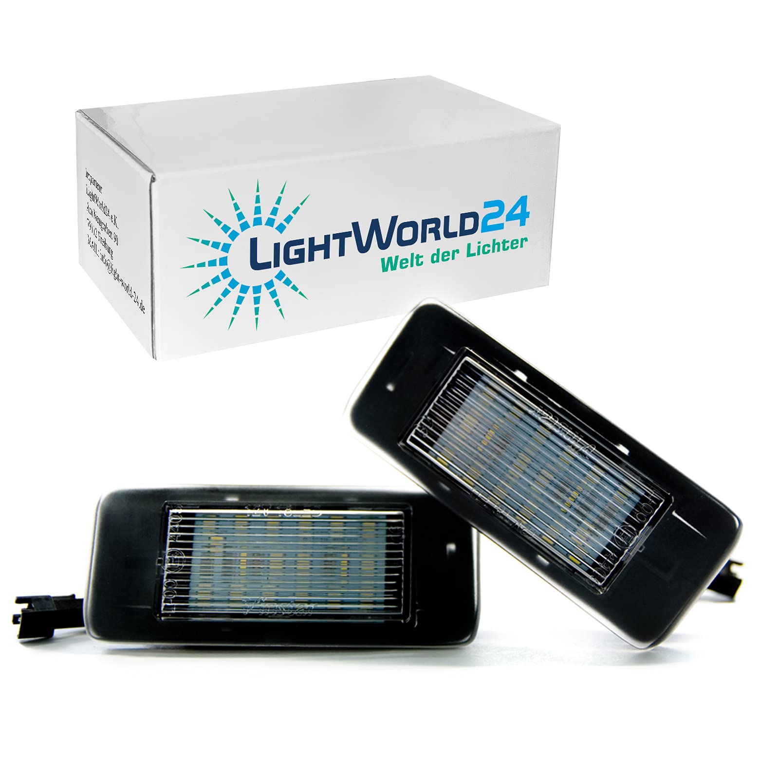 LIGHTWORLD24 LED-Kennzeichenbeleuchtung E-geprüft CAN-Bus 18 LEDs je Modul 6000 Kelvin Kompatibel mit OPEL Zafira C ab 2012, Astra J Sportstourer/Kombi 2er SET von LIGHTWORLD24 Welt der Lichter