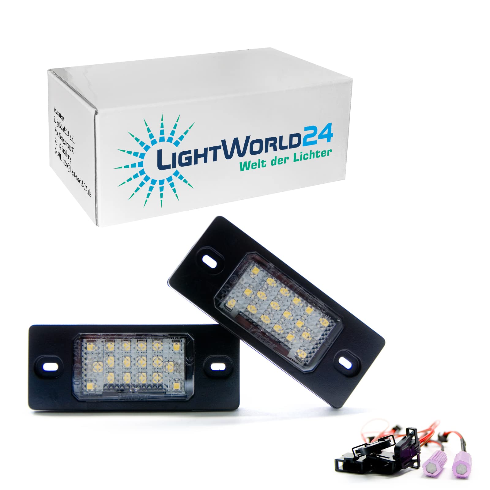 LIGHTWORLD24 LED Kennzeichenbeleuchtung Ersatz für Golf 5 Pa-ssat 3BG/B5 Touareg Tiguan Bo-ra Cayenne Fabia Nummernschildbeleuchtung 18 SMD 2 Stück von LIGHTWORLD24 Welt der Lichter