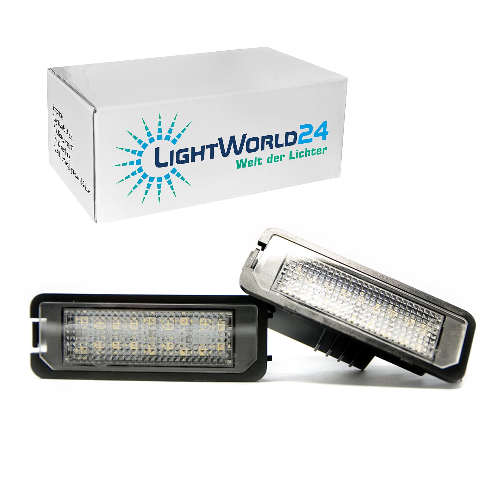 LIGHTWORLD24 LED Kennzeichenbeleuchtung Glühbirnen Nummernschildbeleuchtung Lampe 18 x SMD mit CanBus Fehlerfrei 6000K Xenon kaltweiß, 2 Stück, Für G-O-L-F 4 5 6 7 von LIGHTWORLD24 Welt der Lichter