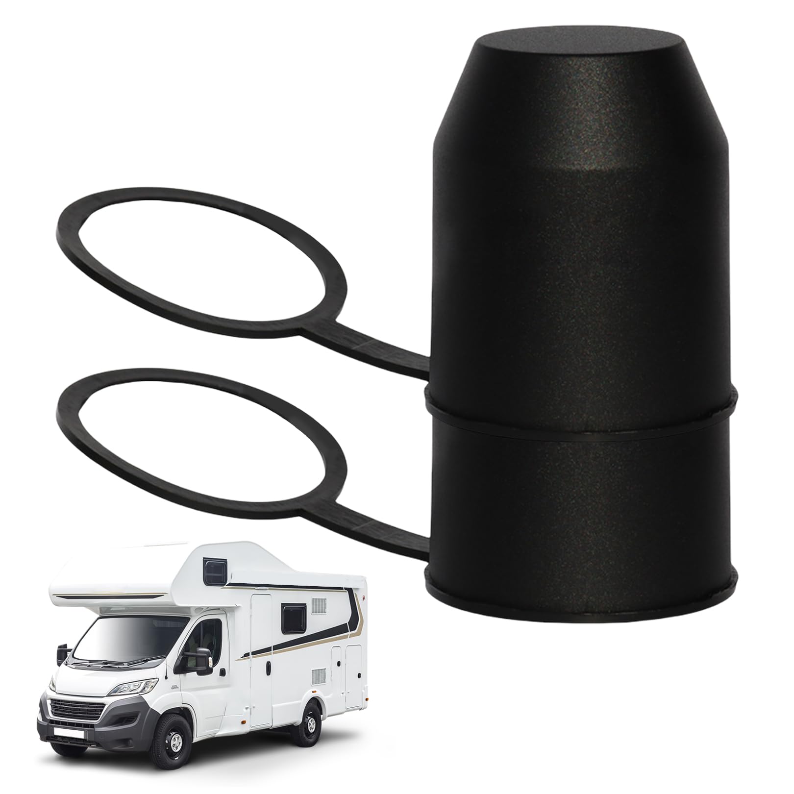 LILIKAI 2 Stück Anhängerkupplung Abdeckung Lustig, Anhängerkupplungskugel Abdeckkappe, Schutzkappe mit Sicherungsring für 50MM Anhängerkupplungskugel, Trailer Universal Zubehör, Schwarz, Kunststoff von LILIKAI