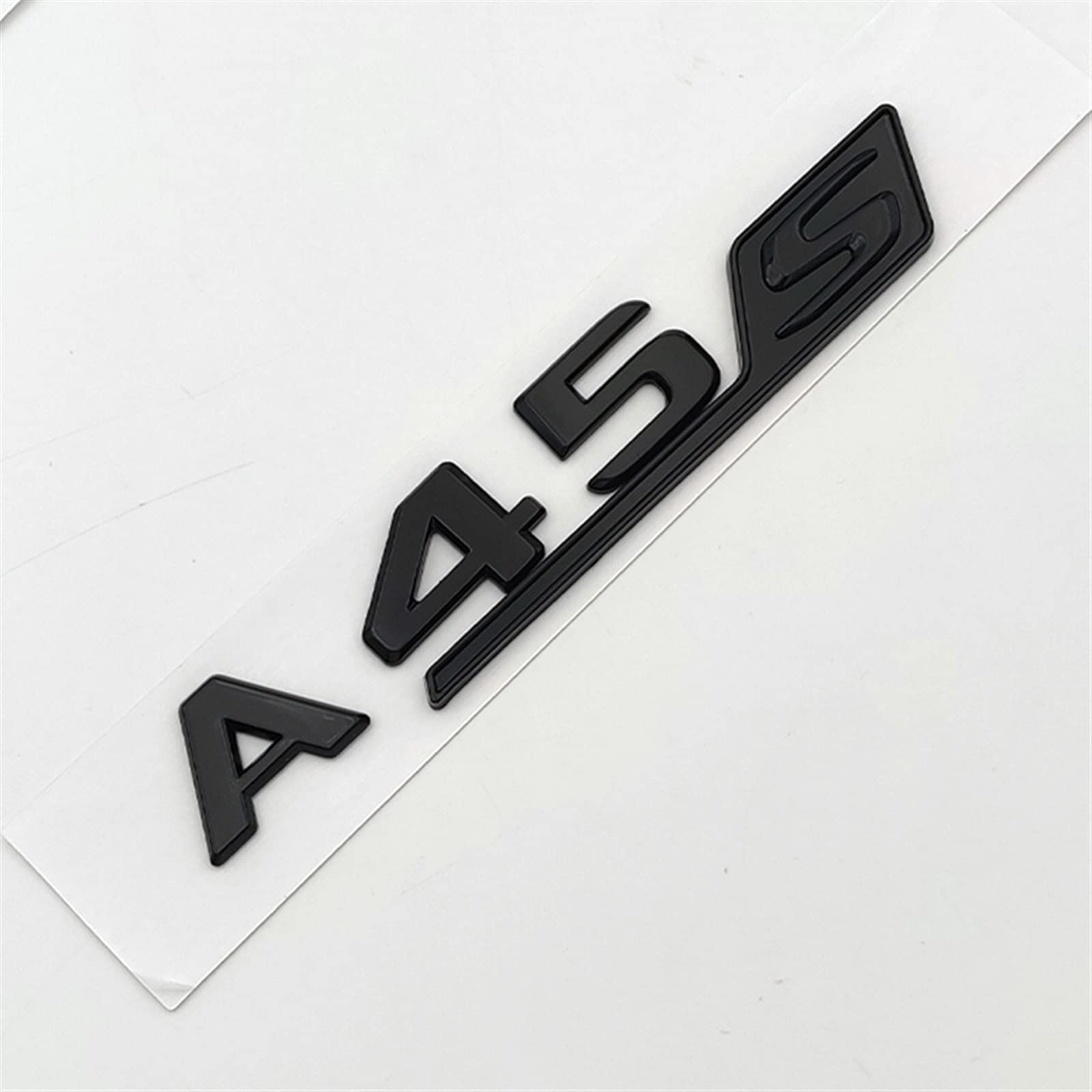 LILLIE 3D ABS Rot Schwarz Chrom Auto Buchstaben Kofferraum Abzeichen Aufkleber A45S Emblem Logo Passend for Mercedes A45S AMG W177 W176 Zubehör (Color : Glossy Black) von LILLIE