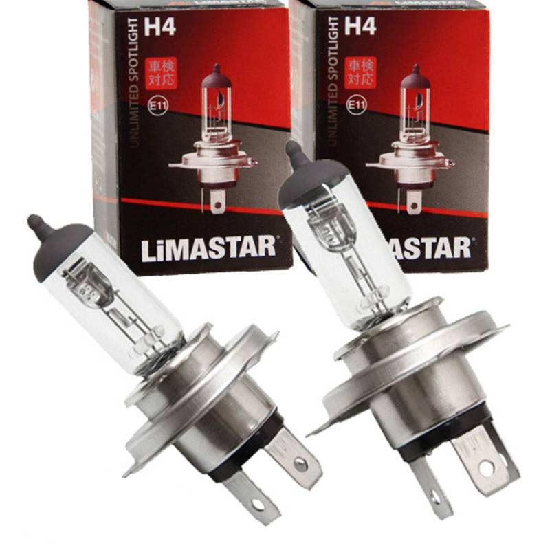 Limastar 2 Stück H4 12V Scheinwerfer Birnen 55W 60W Halogen Lampe KLAR p43t von LIMASTAR