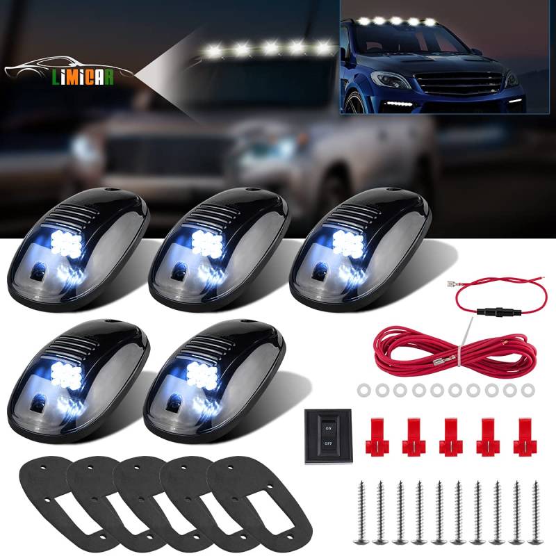 LIMICAR Dachmarkierungsleuchten, weiß, 9 LEDs, kompatibel mit 03–10 Dodge Ram 1500 2500 3500 4500 5500 2011–2018 RAM 1500 2500 3500 4500 5500 Pickup, 5500 500 Trucks von LIMICAR