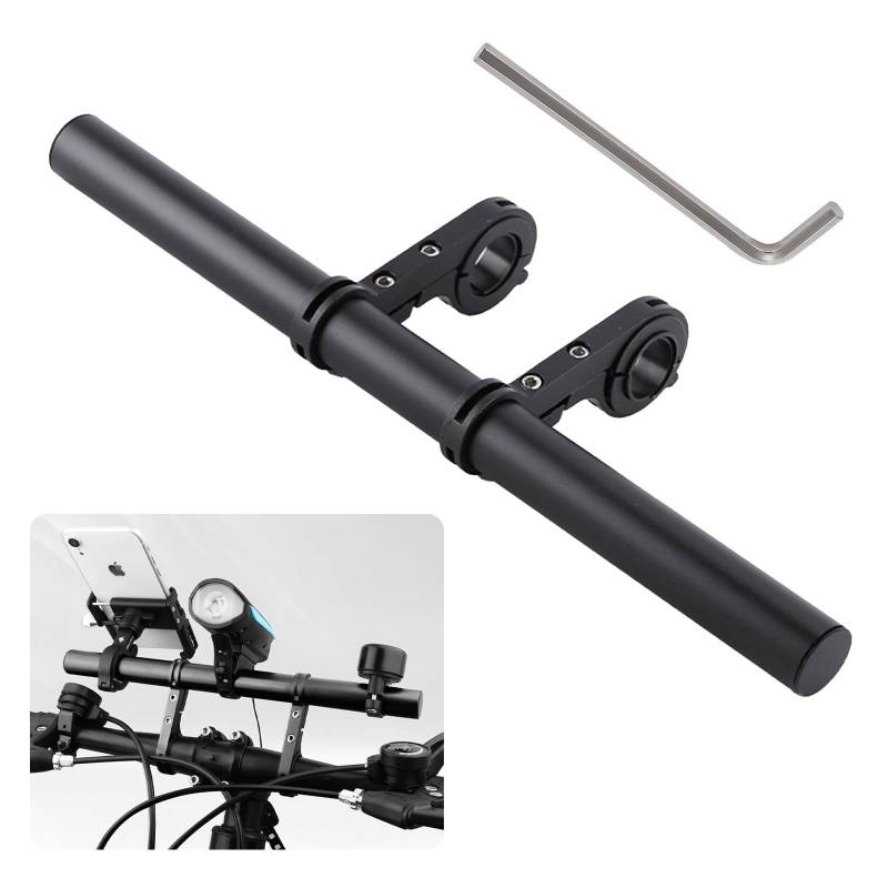LINGJIA Triathlon Lenkeraufsatz, Fahrradlenkerverlängerung, 30cm Fahrradlenkerzubehör,Aluminium Lenkerverlängerung, Lenkerhebelverlängerung, Taschenlampenhalter, für Taschenlampe, Handy, Kamera von LINGJIA