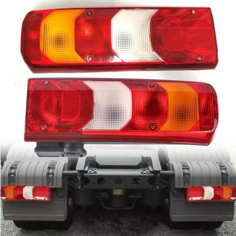 LINGLW Heckstoßstangenleuchten Auto-Rücklicht-Lampenabdeckung Rücklichtschutz für Benz Actros MP4 LKW E-MARK mit Steckdose Bremse Lampe Blinker für Signal Rückfahr Lichter Zubehör Außendekoration von LINGLW