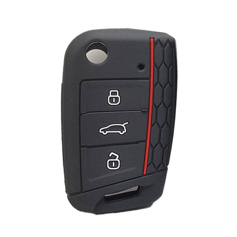Schlüsselhülle für VW Golf 7, Polo, Skoda, Tiguann, Seat, Leon, Cupra, Ibiza, Ateca, Arona, Octavia, Superb, 3 Tasten, Silikon-Autoschlüssel-Abdeckung von LINGXIYA