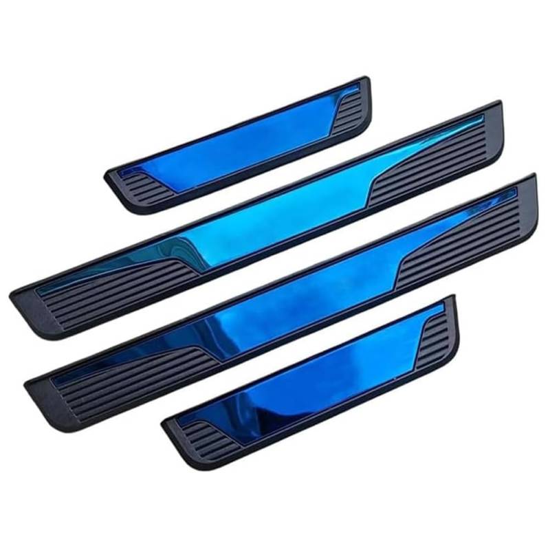 Edelstahl Auto Einstiegsleisten Schutz für Ford Escort 1995-2002, Kratzfestes Türschweller Trittschutzblech Willkommenspedal Dekorationszubehör,A/Blue von LINTINGLIHAI