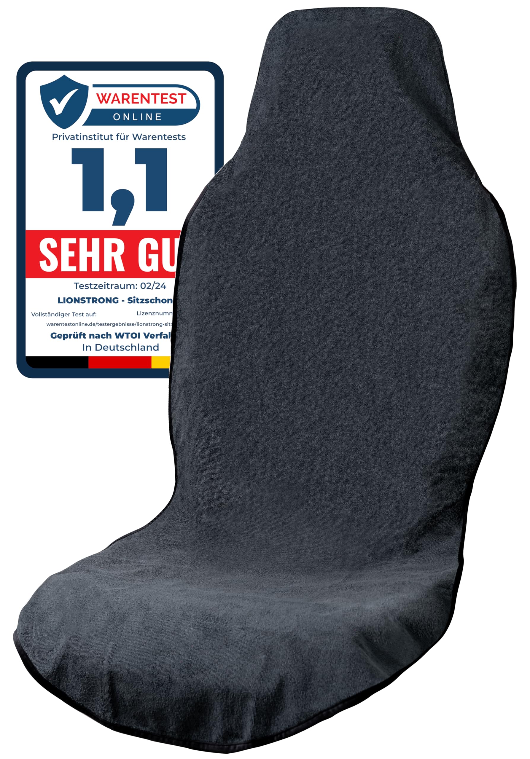 LIONSTRONG® Autositzschoner Vordersitz universell kompatibel [WASSERDICHT] - Autositzbezüge Vordersitze - Sitzschoner Sitzbezüge Auto - Autositz Sitzschutz - Werkstattschoner - Microfaser von LIONSTRONG