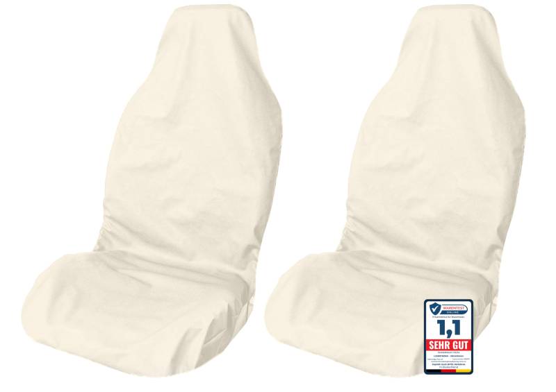 LIONSTRONG® Autositzschoner Vordersitz universell kompatibel [WASSERDICHT] - Autositzbezüge Vordersitze - Sitzschoner Sitzbezüge Auto - Autositz Sitzschutz - Werkstattschoner - Polyester Beige 2 St. von LIONSTRONG