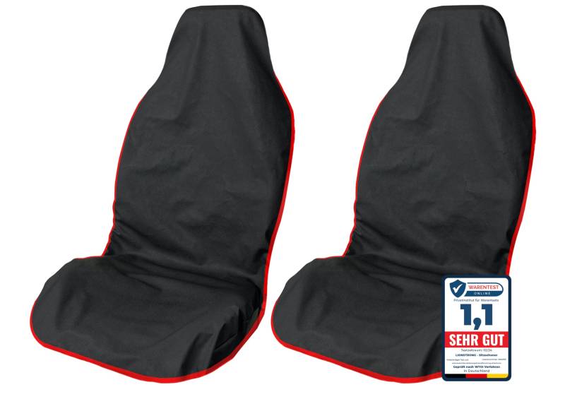 LIONSTRONG® Autositzschoner Vordersitz universell kompatibel [WASSERDICHT] - Autositzbezüge Vordersitze - Sitzschoner Sitzbezüge Auto - Autositz Sitzschutz - Werkstattschoner - Polyester Rot 2 St. von LIONSTRONG