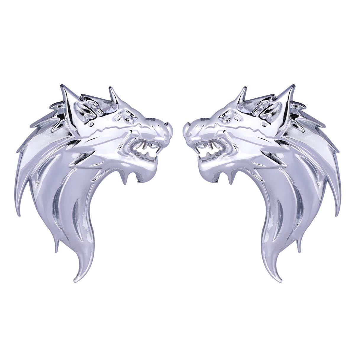 Autoaufkleber Auto Emblem Aufkleber 1 para 3D Metall Wolf Abzeichen Aufkleber Aufkleber Metall Auto LKW Emblem Aufkleber Dekoration (Silber) von LIOOBO