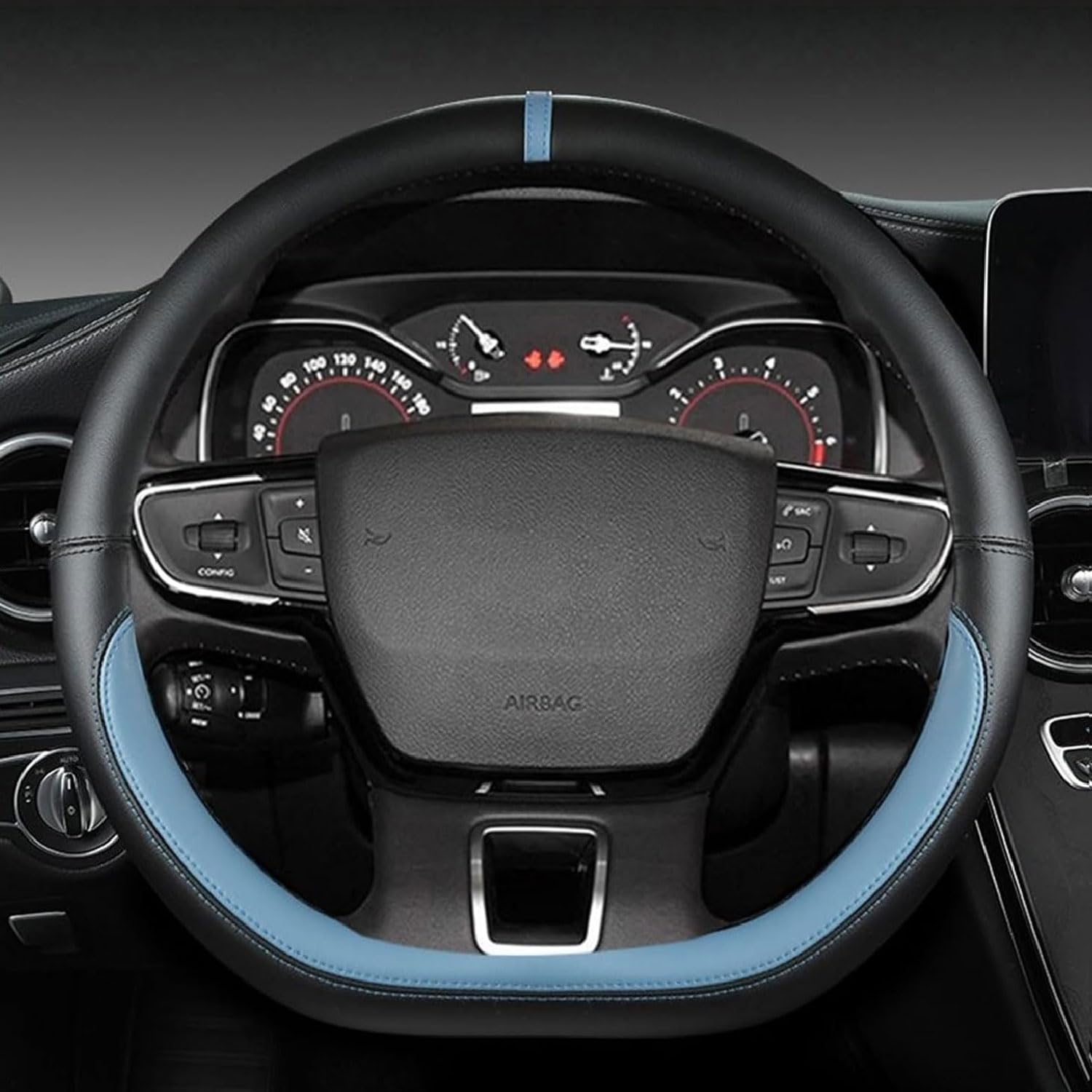 Auto Lenkradbezug für Saab 9-3 Cabrio(YS3D) 1998-2003, Lenkradhülle Leder Lenkradabdeckung Anti-rutsch Atmungsaktives Lenkrad Schutzhülle Zubehör,C/Blue von LIPPSYYDS