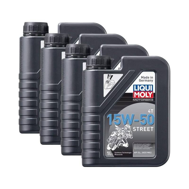Liqui Moly 4X 2555 Motorbike 4T Street Motorrad Motoröl Engine Oil 15W-50 1L von Liqui Moly