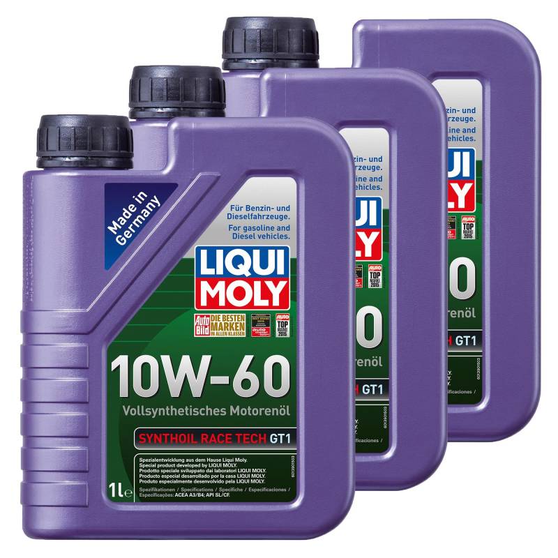 3X LIQUI Moly 1390 Synthoil Race Tech GT1 10W-60 Motoröl Vollsynthetisch 1L von Liqui Moly