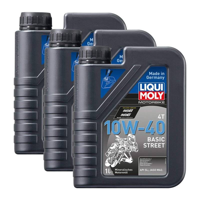 3x LIQUI MOLY 3044 Motorbike 4T Basic Street Motoröl Engine Oil 10W-40 1L von Liqui Moly