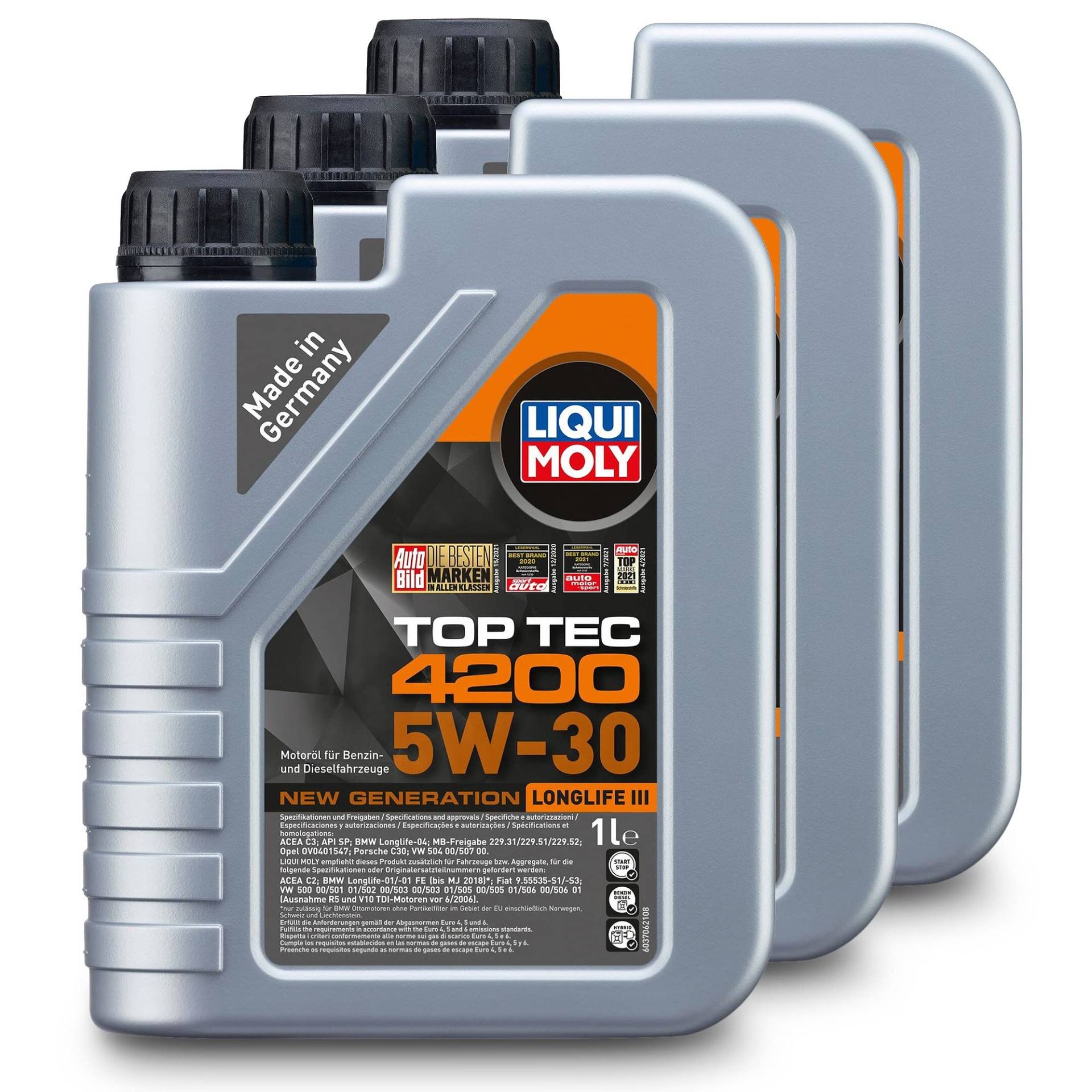 3x LIQUI MOLY 3706 Top Tec 4200 5W-30 Motoröl von Liqui Moly