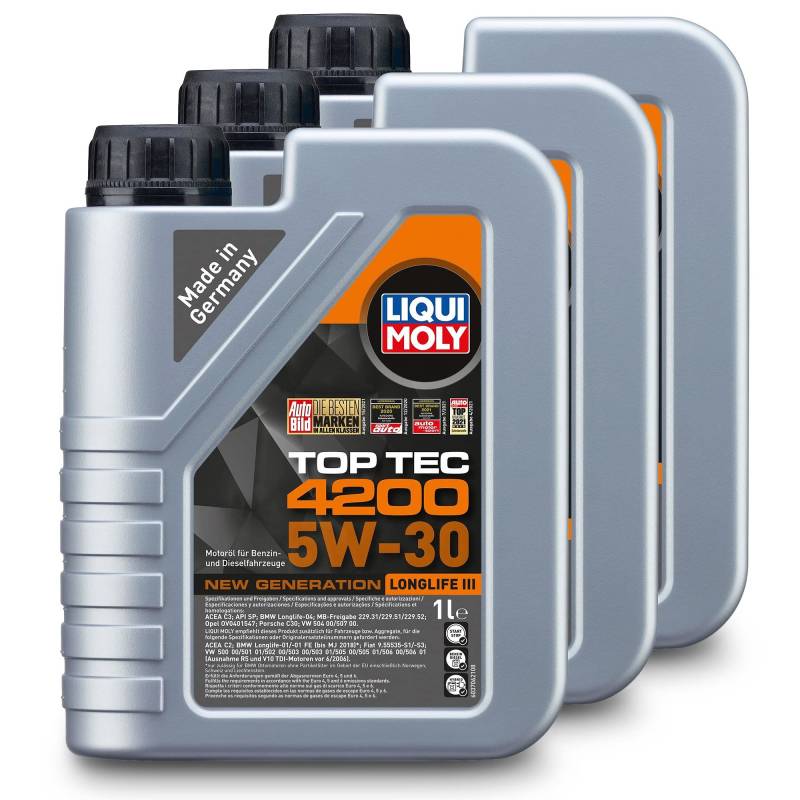 3x LIQUI MOLY 3706 Top Tec 4200 5W-30 Motoröl von Liqui Moly