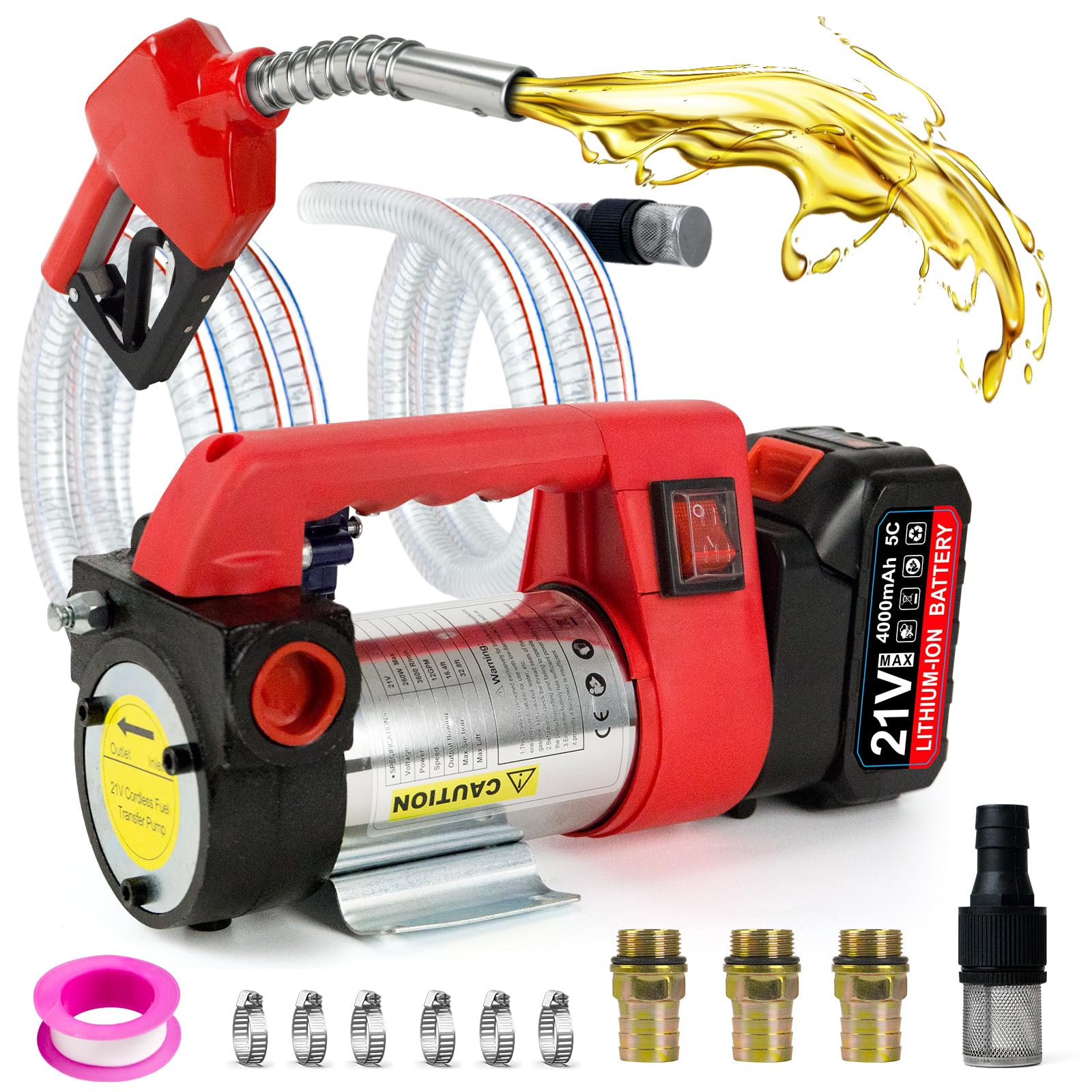 Kabellose Elektrische Dieselpumpe, 260w Selbstansaugend DC Kraftstofftransferpumpenset mit 1x4.0Ah Batterie, 45L/Min Heizölpumpe Premium Kraftstoffpumpe, Selbstansaugende Diesel und Kerosinpumpe Kabellose Elektrische Dieselpumpe, 260w Selbstansaugend DC Kraftstofftransferpumpenset mit 1x4.0Ah Batterie, 45L/Min Heizölpumpe Premium Kraftstoffpumpe, Selbstansaugende Diesel und Kerosinpumpe von LIROPAU