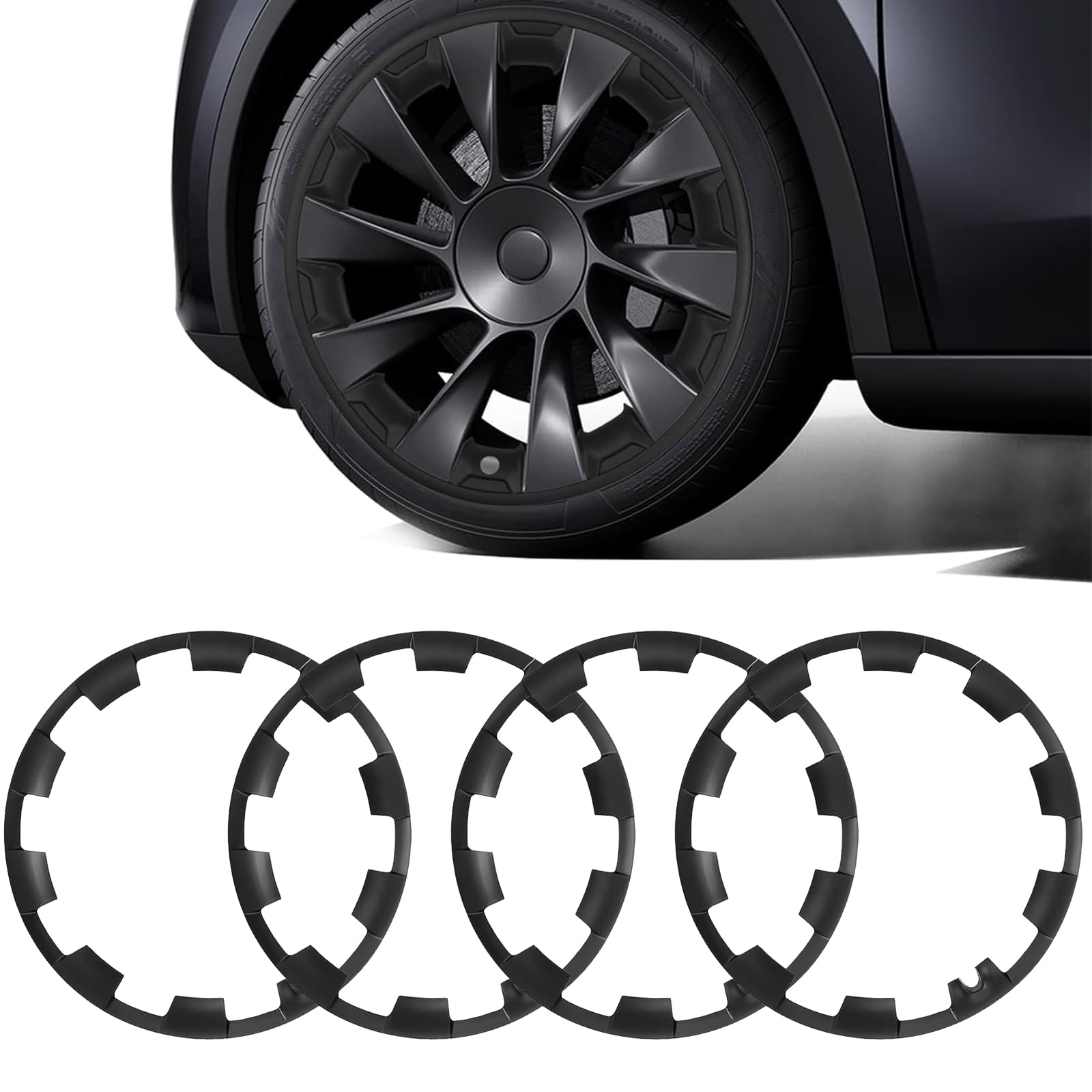 LIROPAU Felgenrand-Schutz Radkappe Räder für Tesla Model Y 20 Zoll Felgenabdeckungen All-in-One-Felgenschutz für Model Y 2019-2024, ABS Felgenschutz, Set mit 4 Felgenschutz, Schwarz (Model Y) LIROPAU Felgenrand-Schutz Radkappe Räder für Tesla Model Y 20 Zoll Felgenabdeckungen All-in-One-Felgenschutz für Model Y 2019-2024, ABS Felgenschutz, Set mit 4 Felgenschutz, Schwarz (Model Y) von LIROPAU