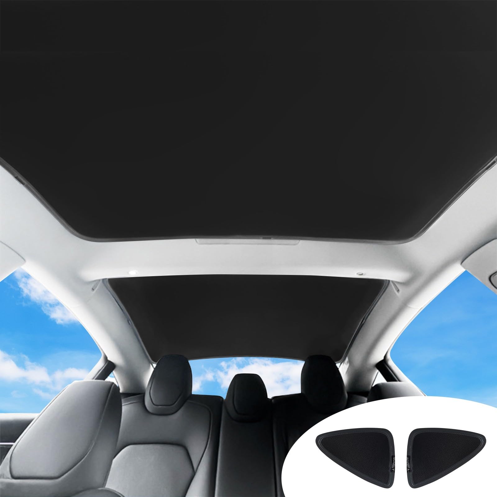 Sonnenblenden für Glasdach kompatibel mit Tesla Model 3 Highland 2023 2024 2025, Auto Schiebedach Glas Schatten faltbar Sonnenschirm Hitze isolieren Sonnenschirm Sonnenschutz (Black) von LIROPAU
