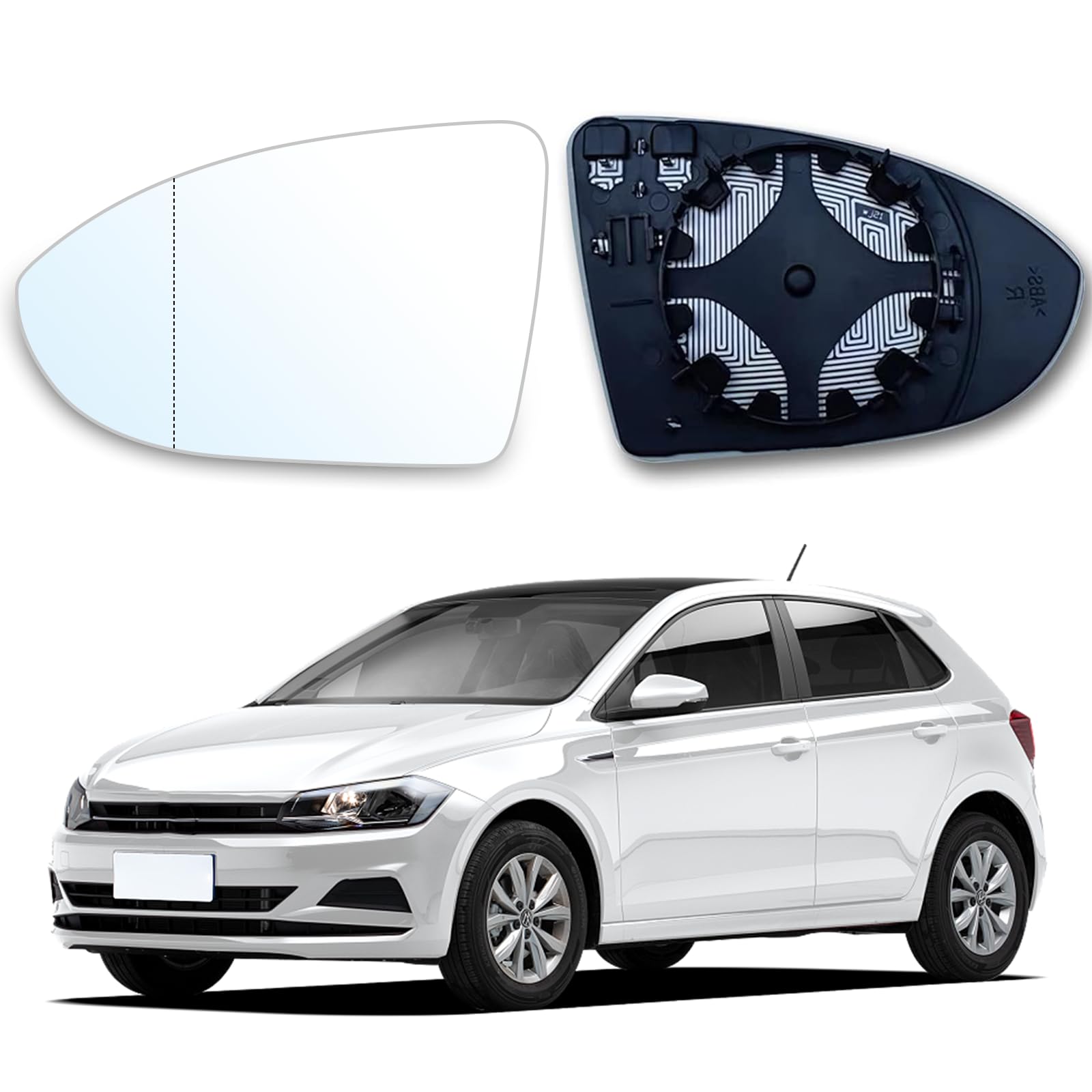 Spiegelglas Ersatz für Golf 7 Spiegelglas Geeignet für Fahrerseite Beheizbar Asphärisch mit Trägerplatte, Spiegelglas Ersatzspiegel, Türspiegelglas Außenspiegel (Links) von LIROPAU