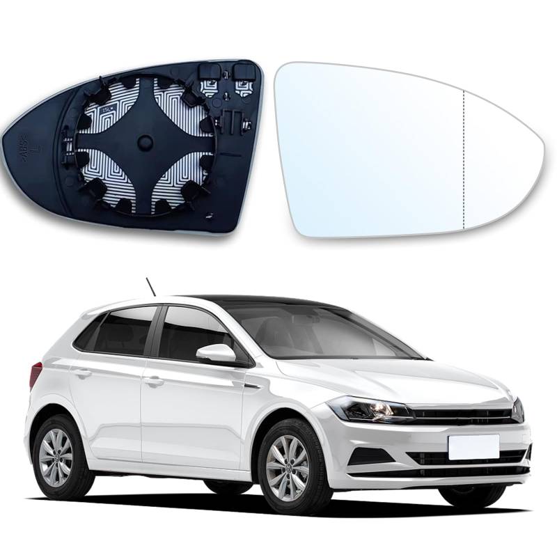 Spiegelglas Ersatz für Golf 7 Spiegelglas Geeignet für Fahrerseite Beheizbar Asphärisch mit Trägerplatte, Spiegelglas Ersatzspiegel, Türspiegelglas Außenspiegel (Rechts) von LIROPAU